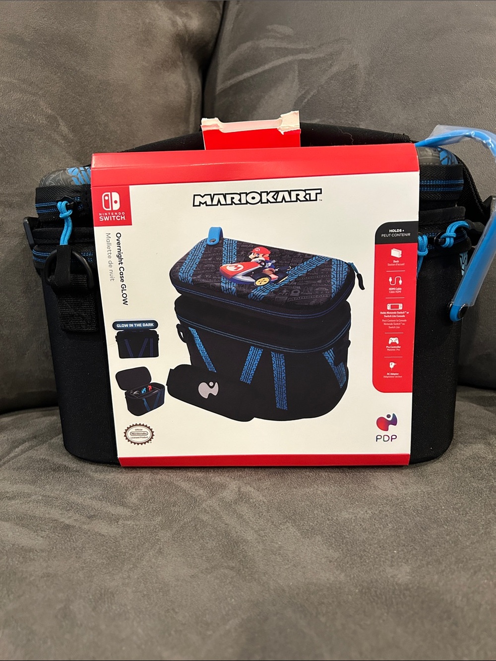 PDP Mario Kart Switch Carry Case – Black with Blue Accents